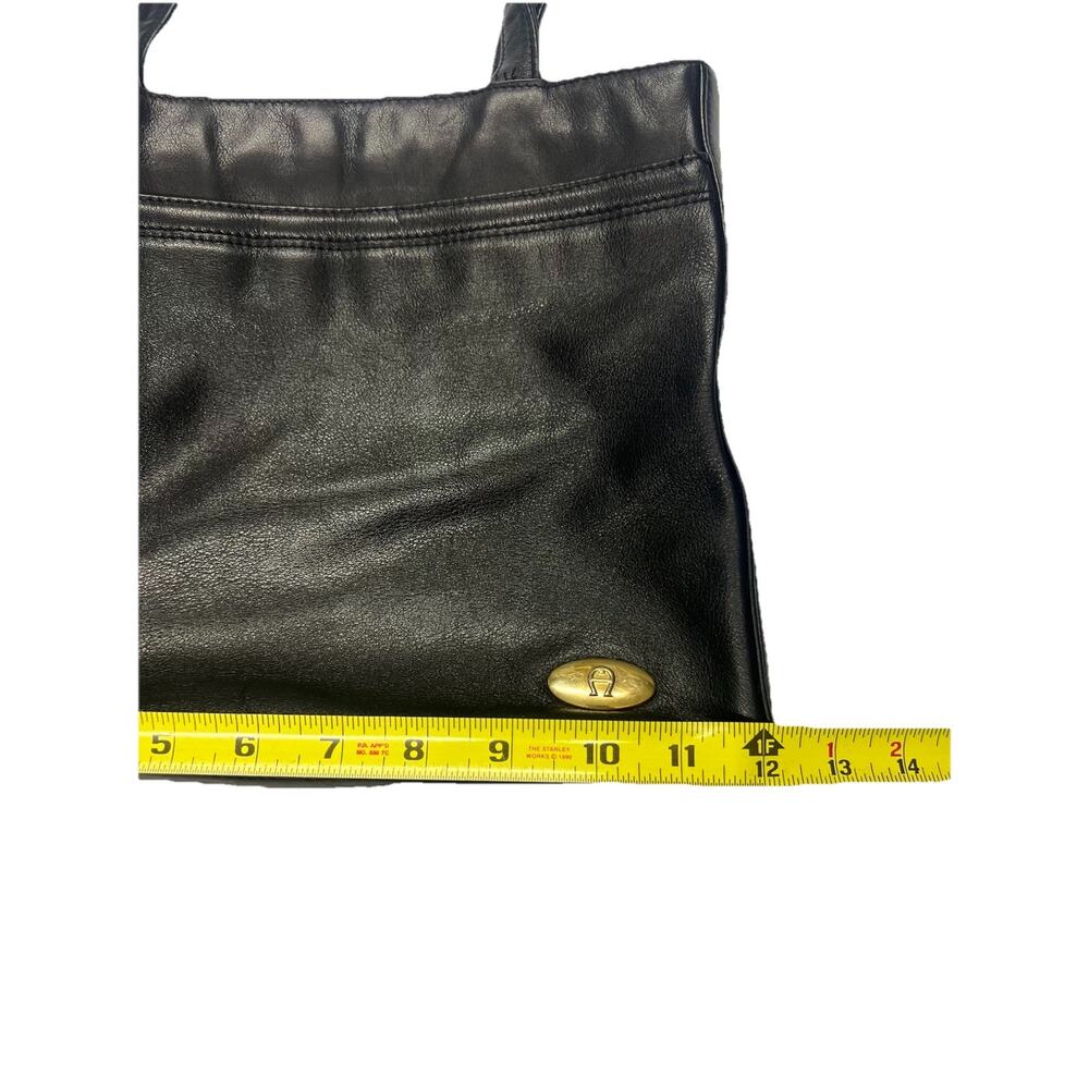 Vintage Genuine Leather Crossbody Purse By Etienne Aigner Black Classic Handbag - Picture 8 of 10